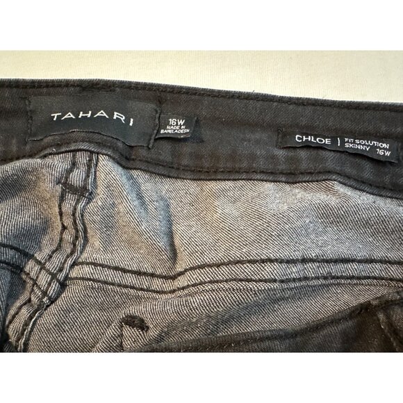 Tahari Chloe Tummy Tuck Slimming Fit Solutions Skinny Jeans Mid Rise Black 16W - Picture 6 of 12